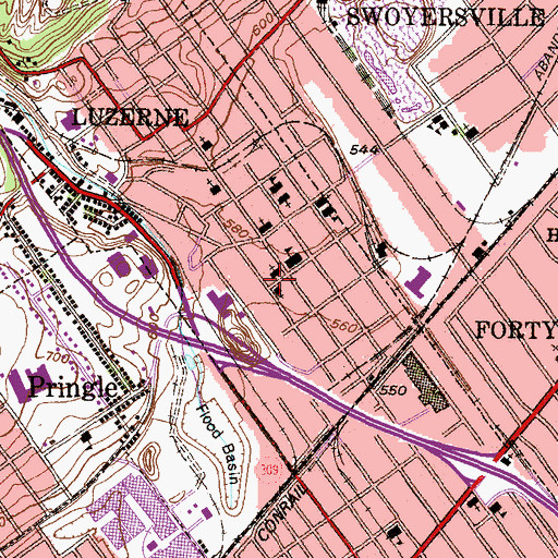 Topographic Map of Luzerne Borough Police Department, PA