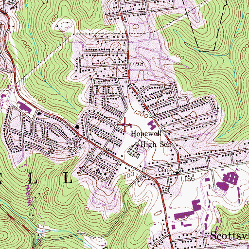 Topographic Map of Hopewell Township Police Department, PA
