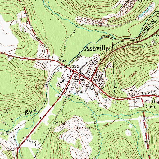 Topographic Map of Ashville Borough Police Department, PA