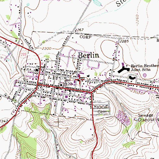 Topographic Map of Berlin Borough Police Department, PA