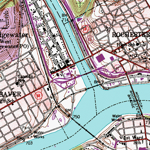 Topographic Map of Bridgewater Borough Police Department, PA