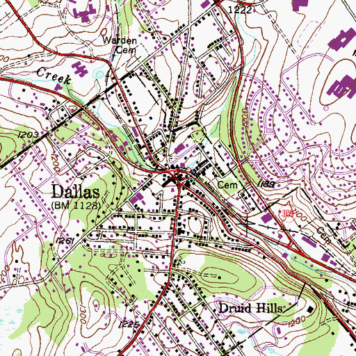 Topographic Map of Dallas Borough Police Department, PA