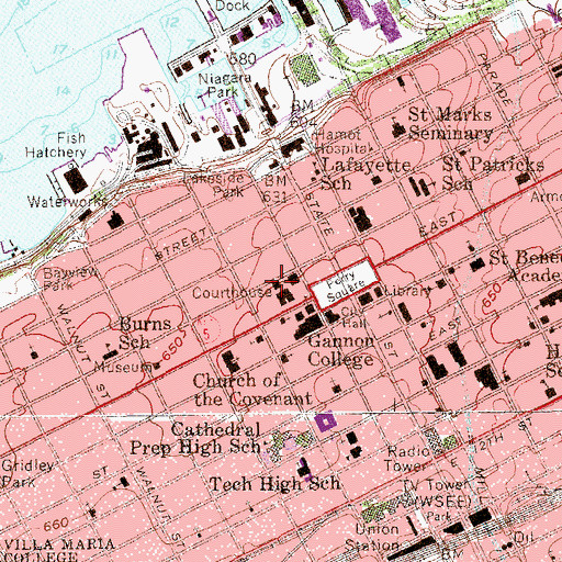 Topographic Map of Erie County Sheriff's Office, PA