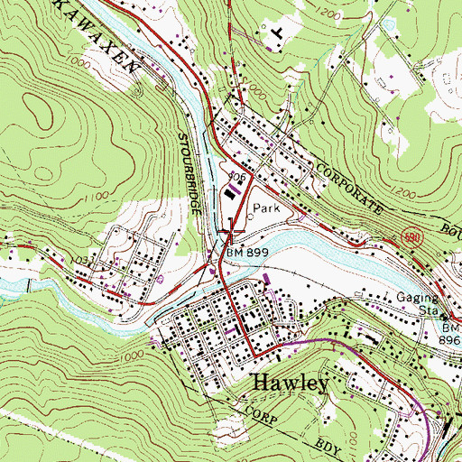 Topographic Map of Hawley Borough Police Department, PA