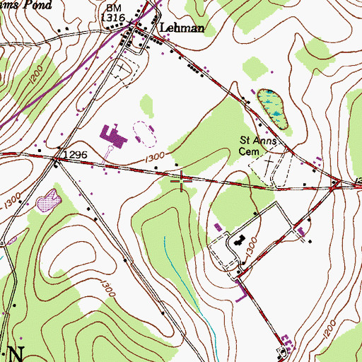 Topographic Map of Lehman Township Police Department, PA