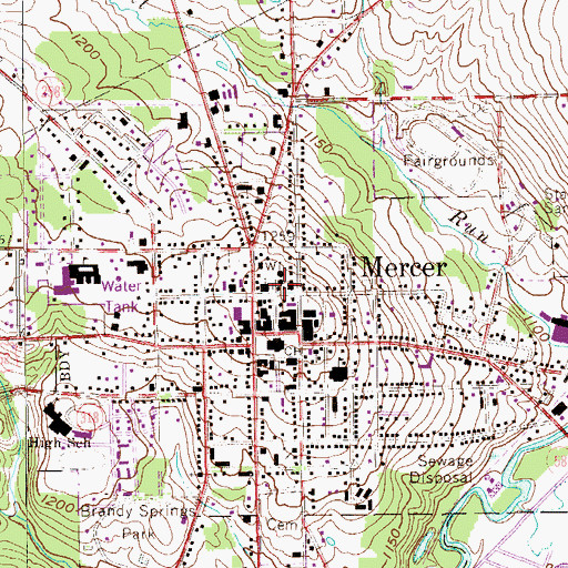 Topographic Map of Mercer Borough Police Department, PA