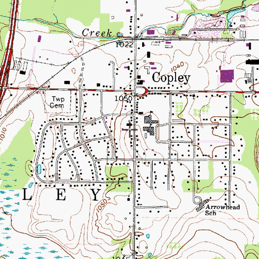 Topographic Map of Copley Fire Department, OH