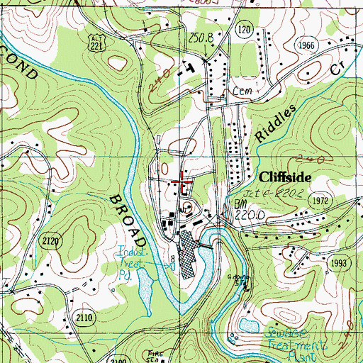 Topographic Map of Cliffside Post Office, NC