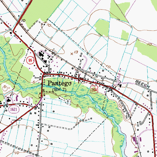 Topographic Map of Pentego Post Office, NC