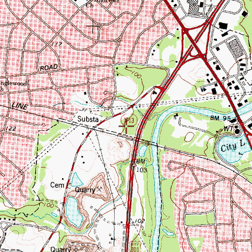 Topographic Map of Rocky Mount Annex Post Office, NC