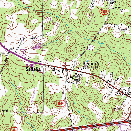 Topographic Map of Sedalia Post Office, NC