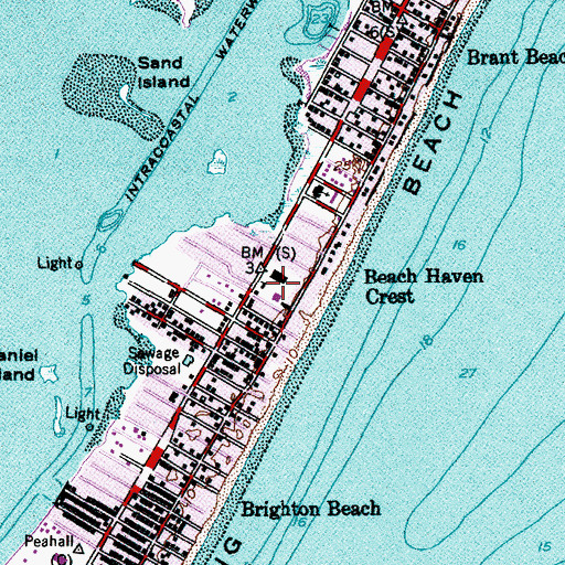 Topographic Map of Long Beach Post Office, NJ