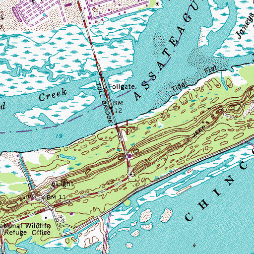 Topographic Map of Assateague Cemetery, VA