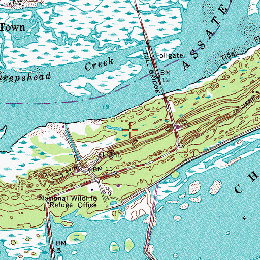 Topographic Map of Assateague Village Cemetery, VA