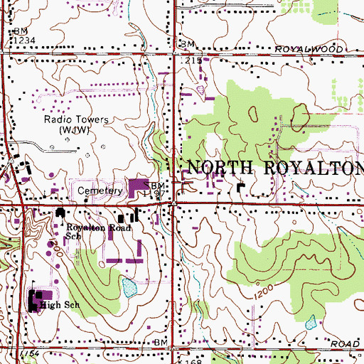 Topographic Map of North Royalton Post Office, OH