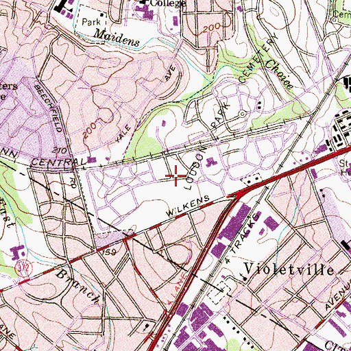 Topographic Map of Loudon Park National Cemetery, MD