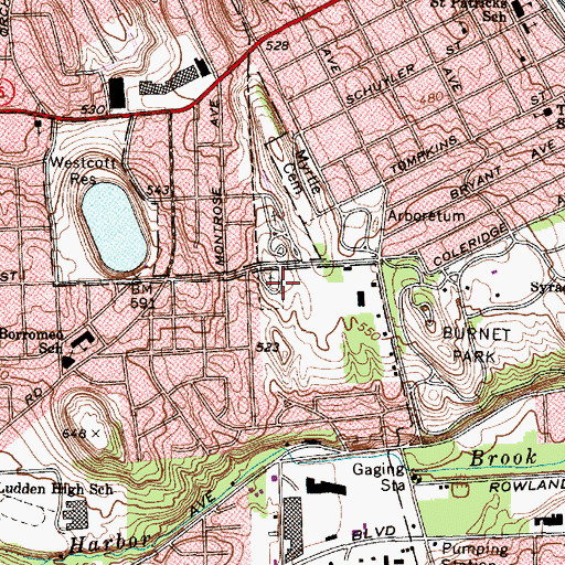 Topographic Map of Saint John the Baptist Cemetery, NY