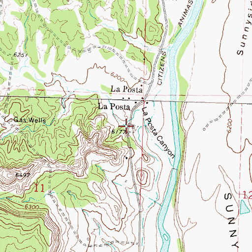 Topographic Map of La Posta Cemetery, CO