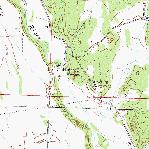 Topographic Map of Florida Cemetery, CO