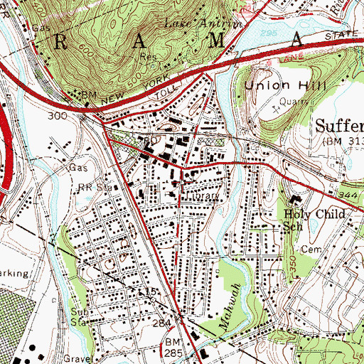 Topographic Map of Suffern Police Department, NY