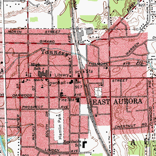 Topographic Map of East Aurora Police Department, NY