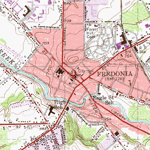 Topographic Map of Fredonia Police Department, NY