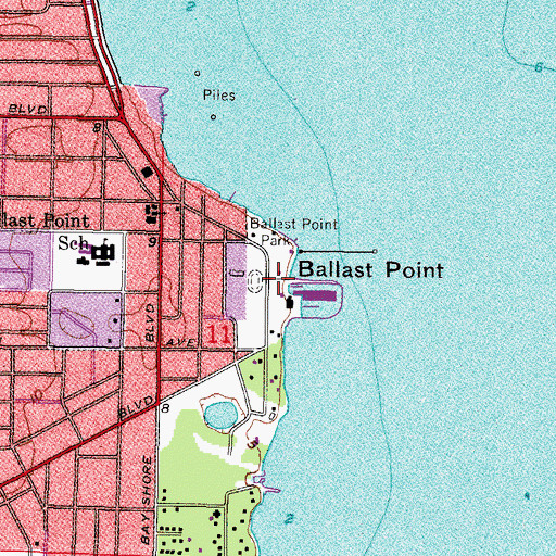Topographic Map of Ballast Point, FL