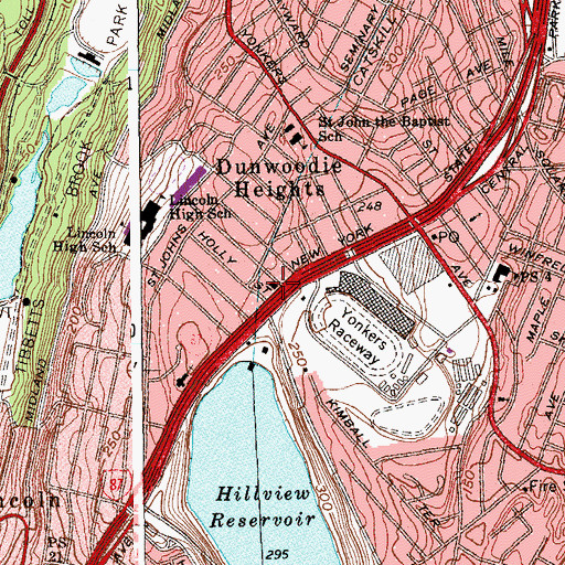 Topographic Map of Yonkers Police Department 2nd Precinct Station, NY