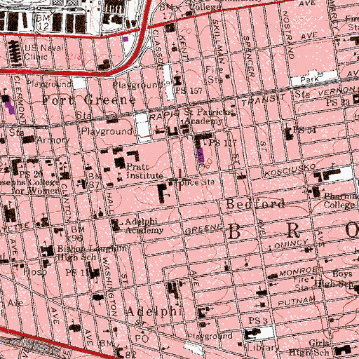 Topographic Map of New York Police Department 88th Precinct Station, NY