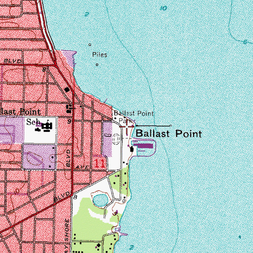Topographic Map of Ballast Point Park, FL