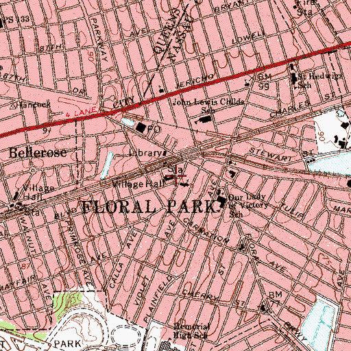 Topographic Map of Floral Park Police Department, NY