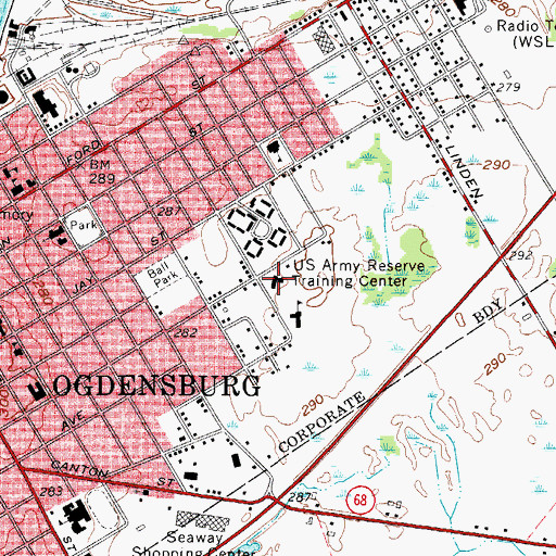 Topographic Map of Ogdensburg Police Department, NY
