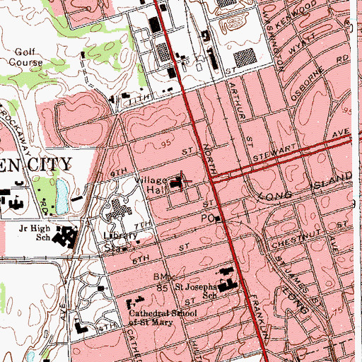 Topographic Map of Garden City Police Department, NY