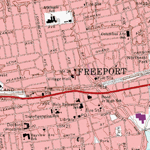 Topographic Map of Freeport Police Department, NY