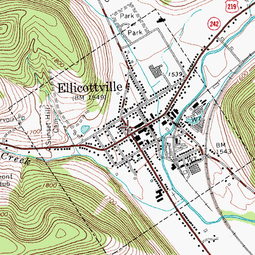 Topographic Map of Ellicottville Police Department, NY