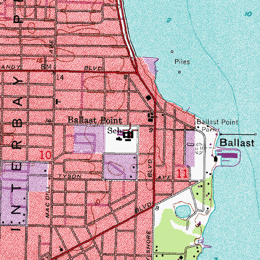 Topographic Map of Ballast Point Elementary School, FL