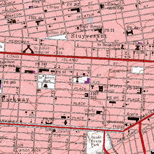 Topographic Map of New York Police Department 77th Precinct Station, NY