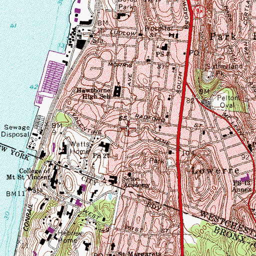 Topographic Map of Yonkers Police Department 3rd Precinct Station, NY