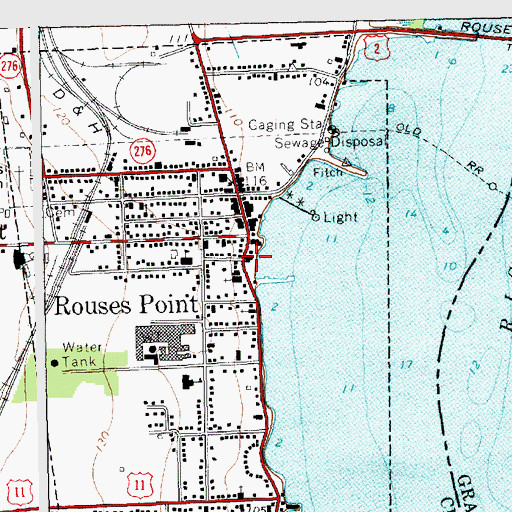 Topographic Map of Rouses Point Police Department, NY
