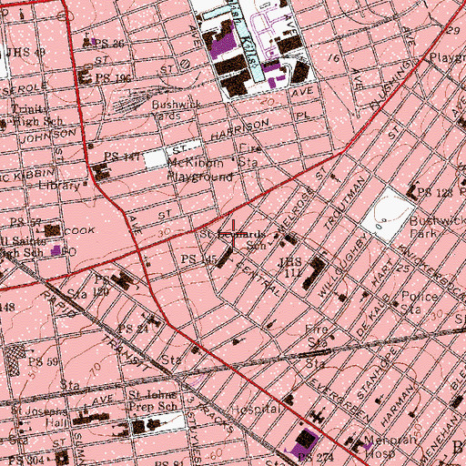 Topographic Map of New York Police Department Housing Bureau Police Service Area 3, NY