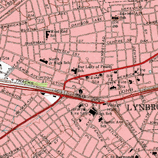 Topographic Map of Lynbrook Police Department, NY