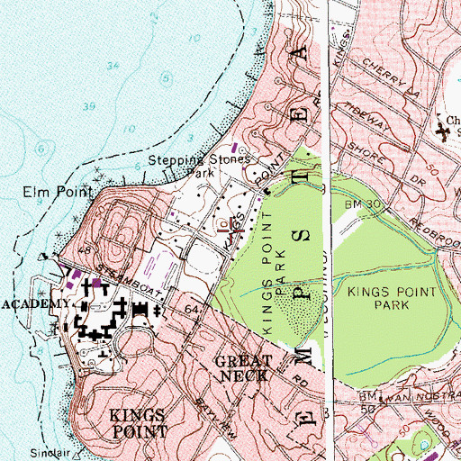 Topographic Map of Kings Point Police Department, NY