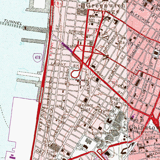 Topographic Map of New York Police Department 1st Precinct Station, NY