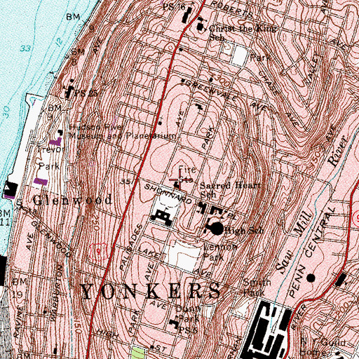 Topographic Map of Yonkers Police Department 4th Precinct Station, NY
