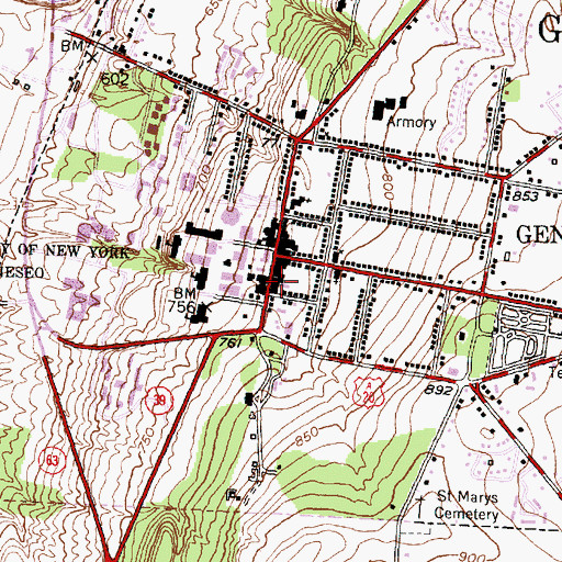 Topographic Map of Geneseo Police Department, NY