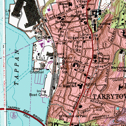 Topographic Map of Tarrytown Police Department, NY
