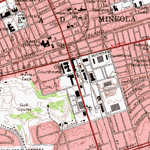 Topographic Map of Nassau County Police Department, NY
