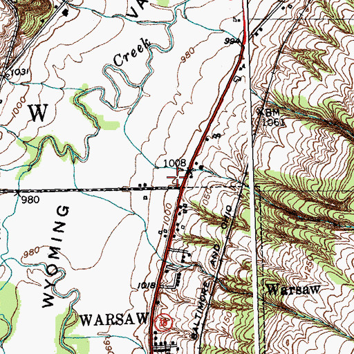 Topographic Map of New York State Police Troop A Zone 2 Warsaw Station, NY