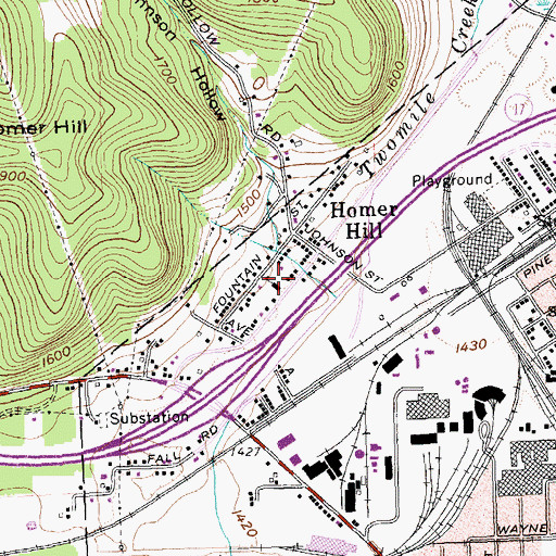 Topographic Map of New York State Police Troop A Zone 4 Olean Station, NY