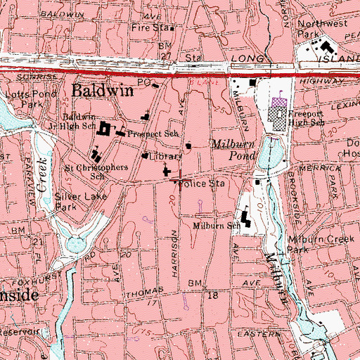 Topographic Map of Nassau County Police Department 1st Precinct Station, NY
